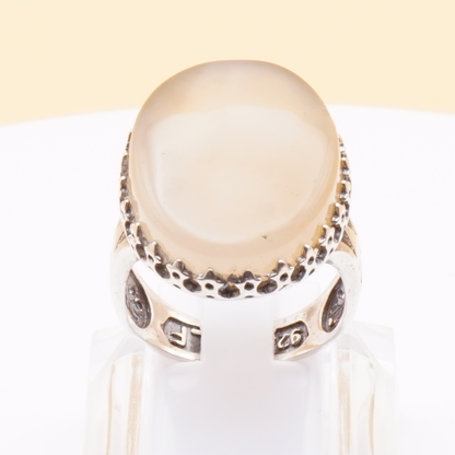 925 Silber Herrenring mit echtem Jemen Achat - Aqeeq Yamani