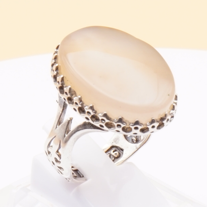 925 Silber Herrenring mit echtem Jemen Achat - Aqeeq Yamani