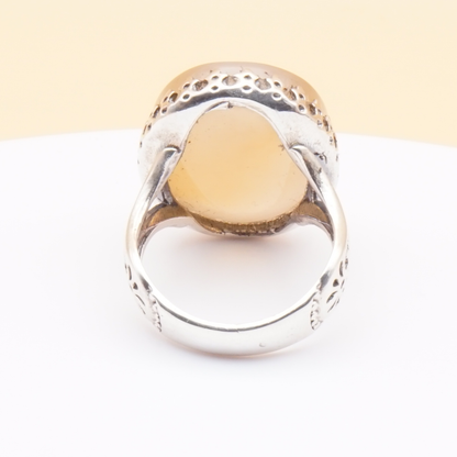 925 Silber Herrenring mit echtem Jemen Achat - Aqeeq Yamani