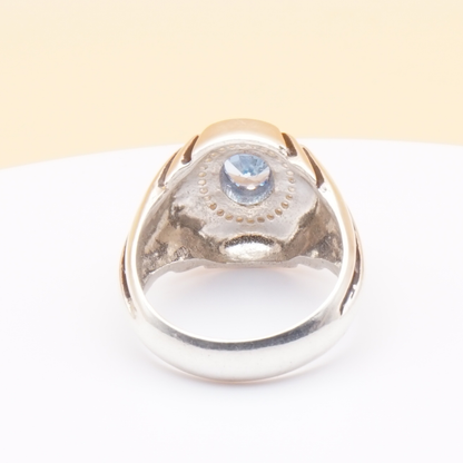 925 Silber Herrenring mit echtem Blautopas