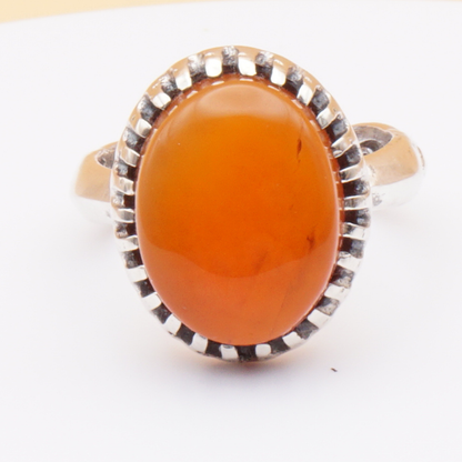 925 Silber Herrenring mit Jemen Achat - Aqeeq Yamani Handarbeit