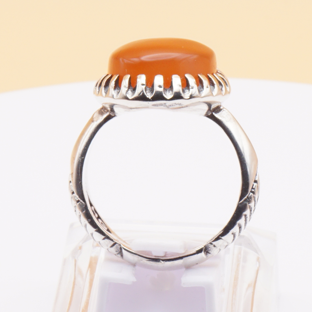 925 Silber Herrenring mit Jemen Achat - Aqeeq Yamani Handarbeit