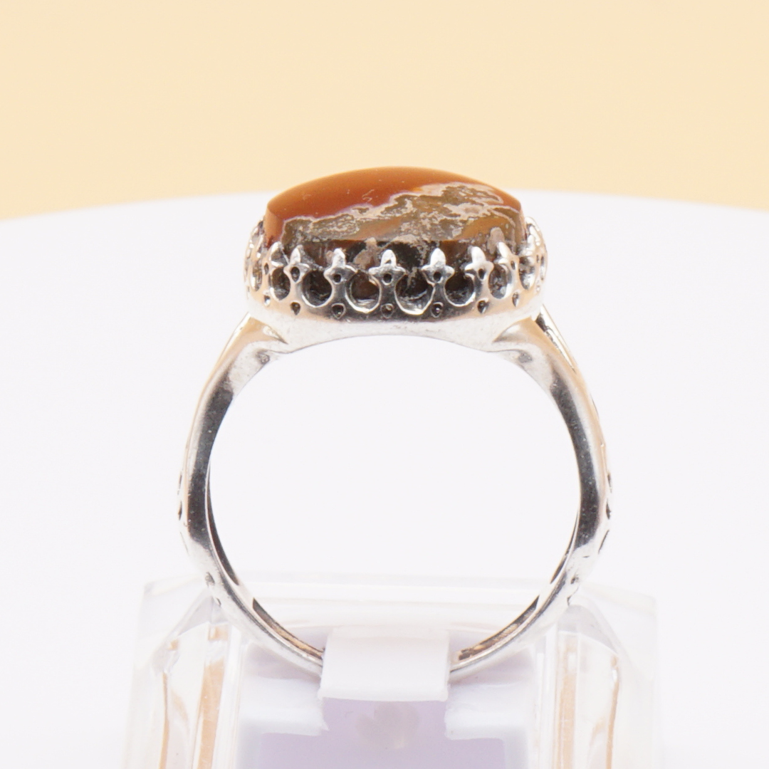 925 Silber Herrenring mit echtem Jemen Achat - Aqeeq Yamani