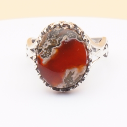 925 Silber Herrenring mit echtem Jemen Achat - Aqeeq Yamani