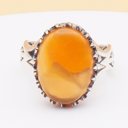 925 Silber Herrenring mit echtem Jemen Achat - Aqeeq Yamani
