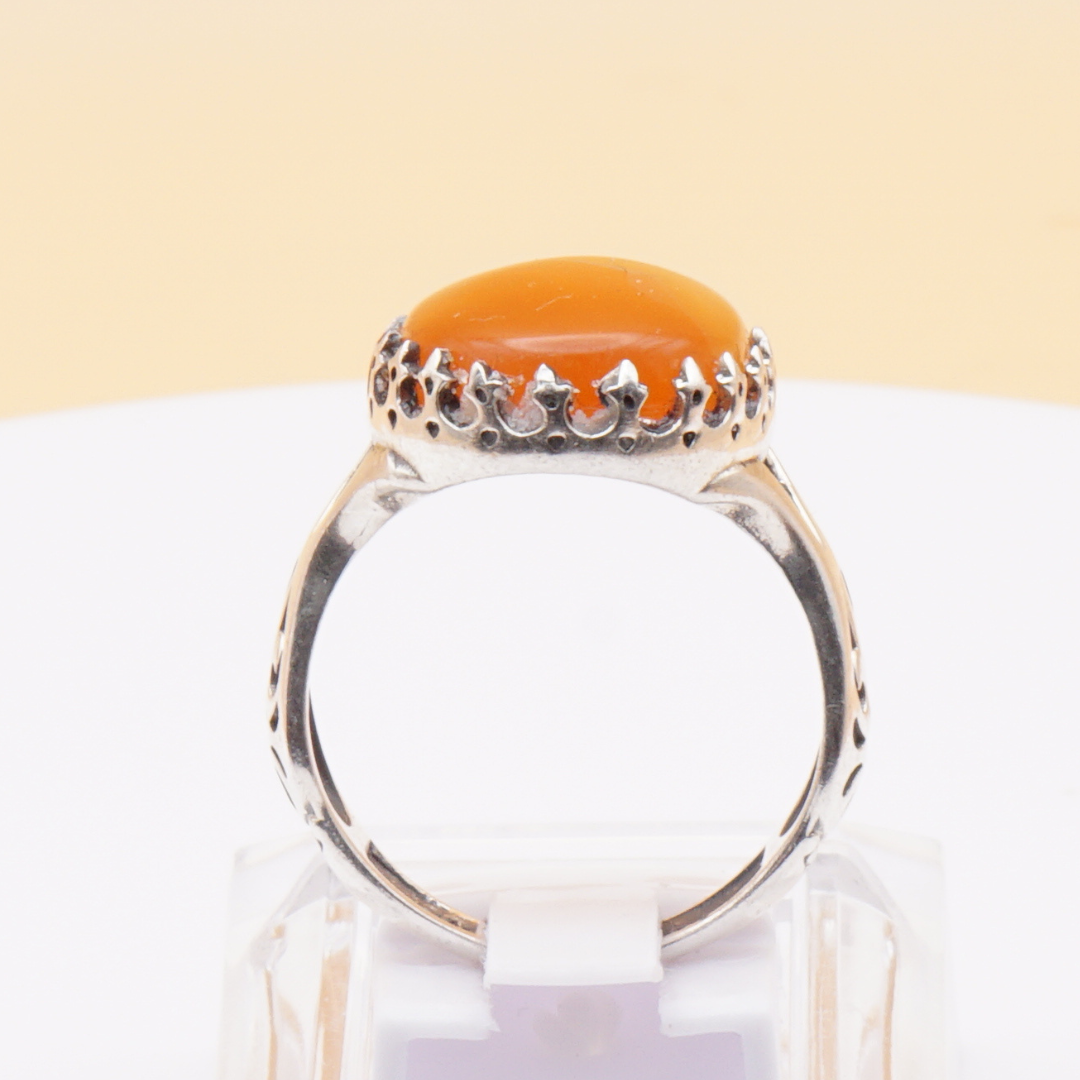 925 Silber Herrenring mit echtem Jemen Achat - Aqeeq Yamani
