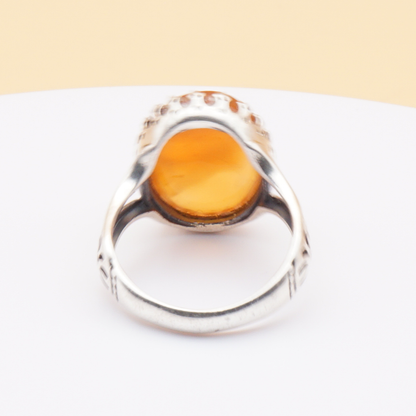 925 Silber Herrenring mit echtem Jemen Achat - Aqeeq Yamani