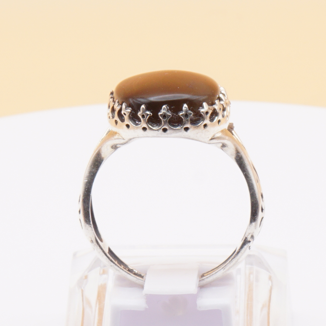 925 Silber Herrenring mit echtem Jemen Achat - Aqeeq Yamani