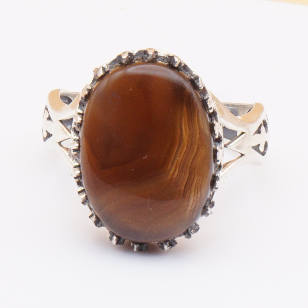 925 Silber Herrenring mit echtem Jemen Achat - Aqeeq Yamani