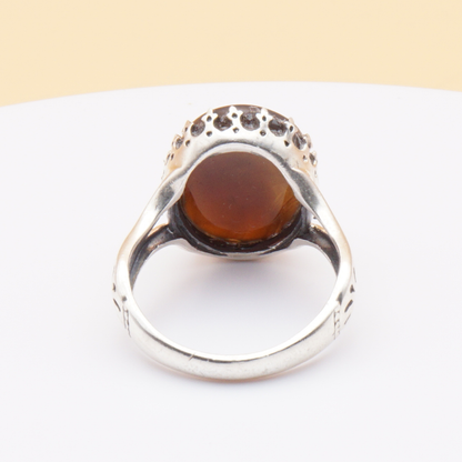 925 Silber Herrenring mit echtem Jemen Achat - Aqeeq Yamani
