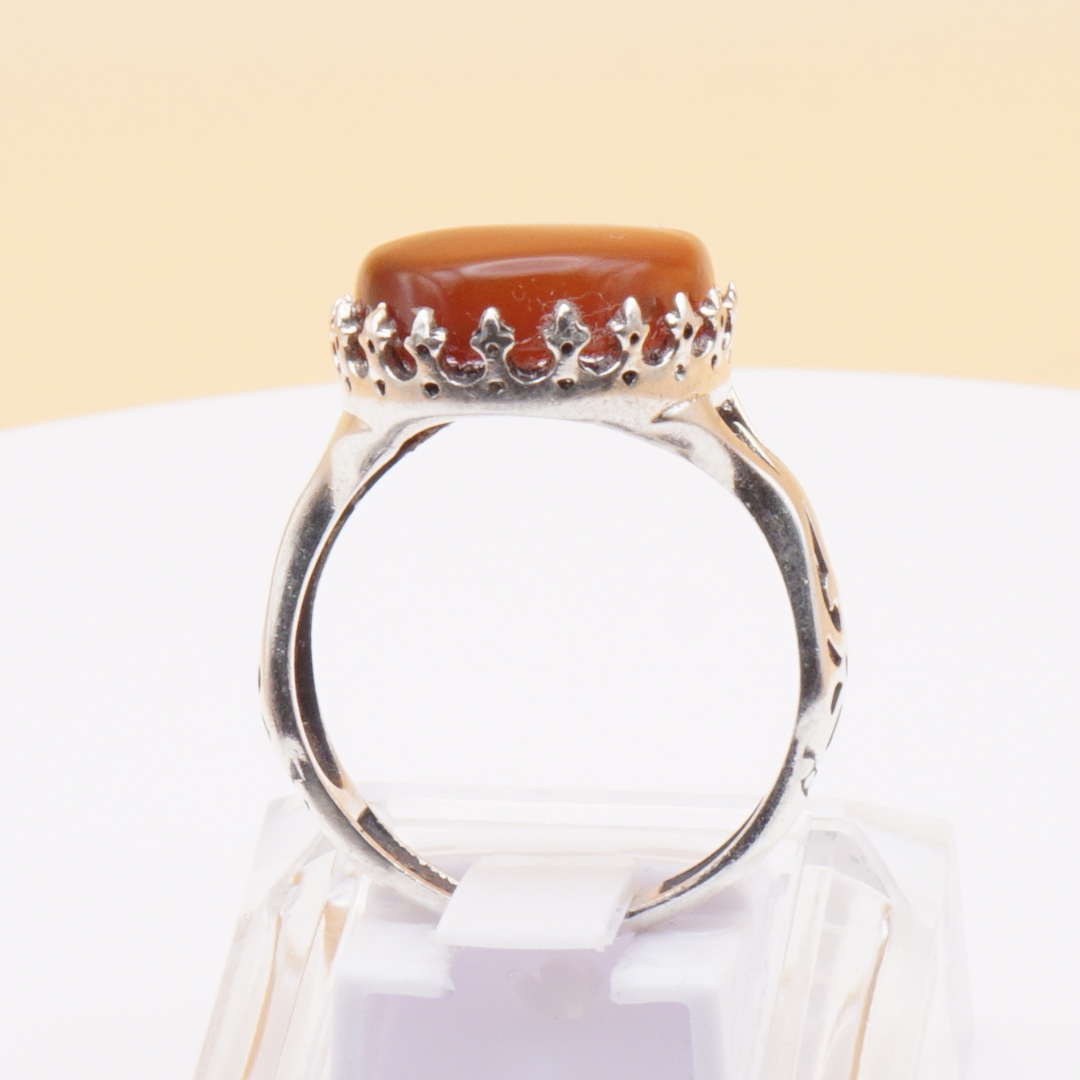 925 Silber Herrenring mit echtem Jemen Achat - Aqeeq Yamani