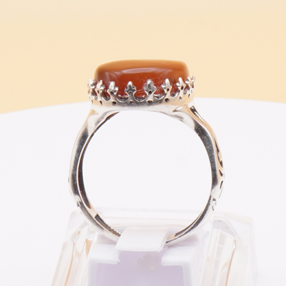925 Silber Herrenring mit echtem Jemen Achat - Aqeeq Yamani