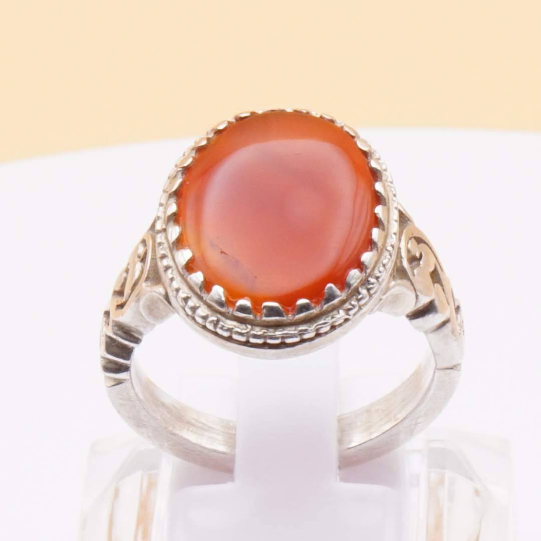 925 Silber Herrenring mit Jemen Achat - Aqeeq Yamani Handarbeit