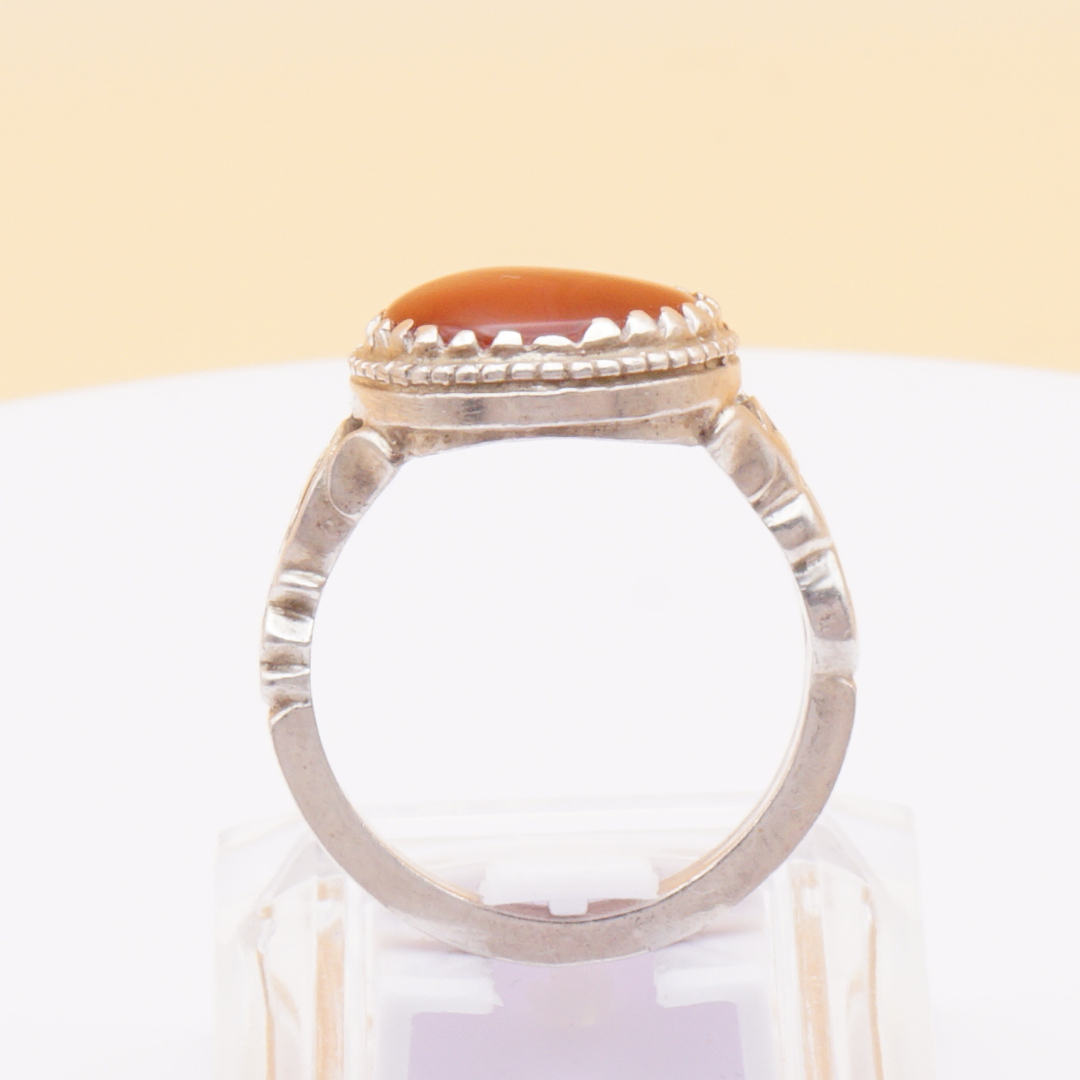 925 Silber Herrenring mit Jemen Achat - Aqeeq Yamani Handarbeit