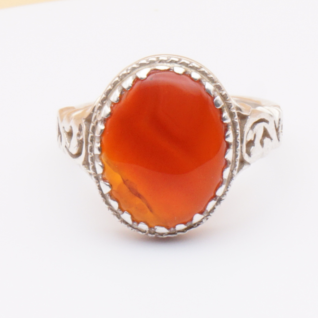 925 Silber Herrenring mit Jemen Achat - Aqeeq Yamani Handarbeit