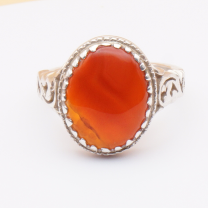 925 Silber Herrenring mit Jemen Achat - Aqeeq Yamani Handarbeit