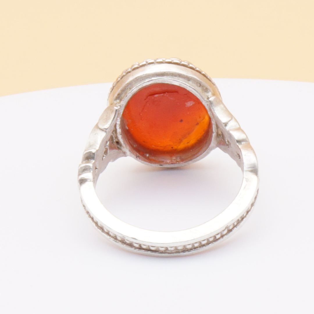 925 Silber Herrenring mit Jemen Achat - Aqeeq Yamani Handarbeit