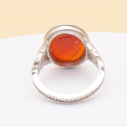 925 Silber Herrenring mit Jemen Achat - Aqeeq Yamani Handarbeit