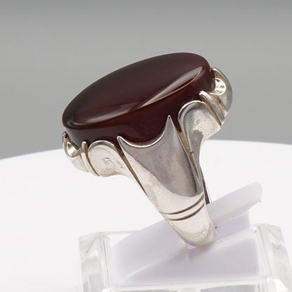 925 Silber Herrenring mit Jemen Achat - Aqeeq Yamani Handarbeit