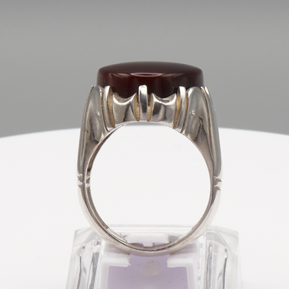 925 Silber Herrenring mit Jemen Achat - Aqeeq Yamani Handarbeit