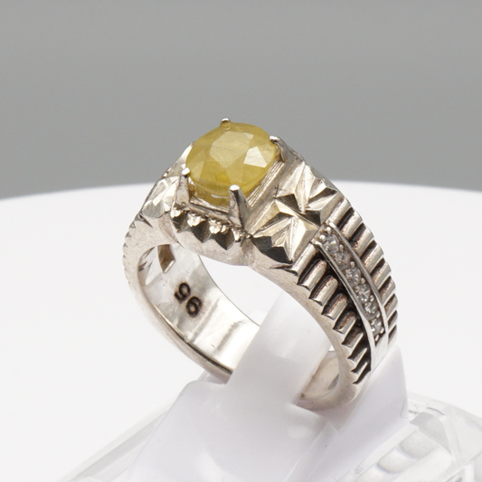 925 Herren Silberring mit echtem Saphir- Handarbeit