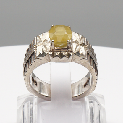 925 Herren Silberring mit echtem Saphir- Handarbeit