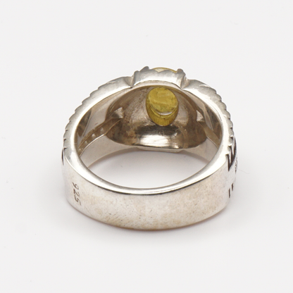 925 Herren Silberring mit echtem Saphir- Handarbeit