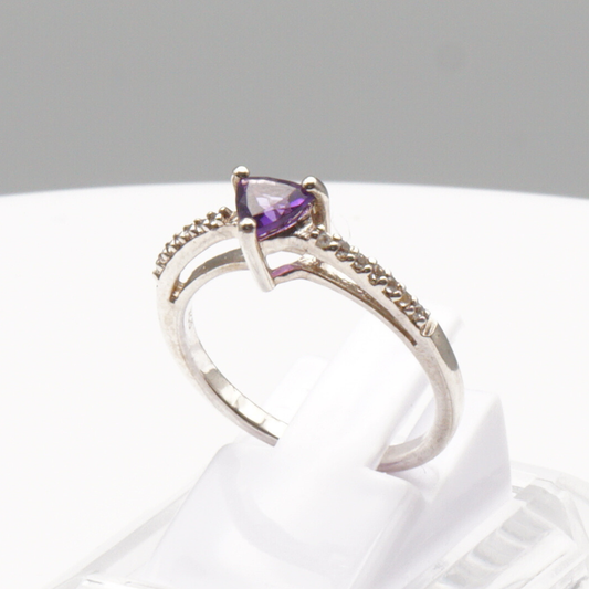 925 Silber Damen Ring mit echtem Amethyst