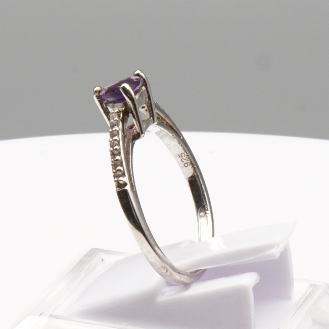 925 Silber Damen Ring mit echtem Amethyst