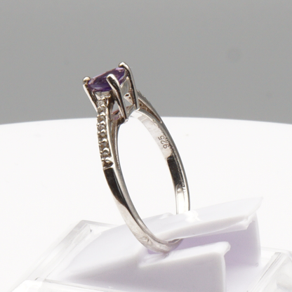 925 Silber Damen Ring mit echtem Amethyst