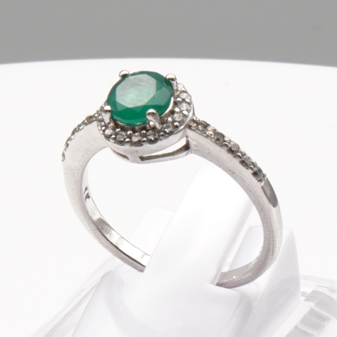925 Silber Damen Ring mit grünem Achat - Aqeeq