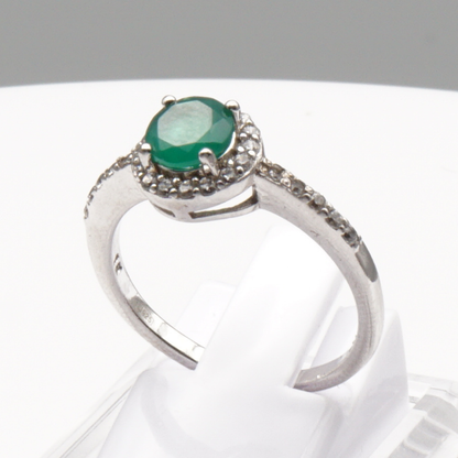 925 Silber Damen Ring mit grünem Achat - Aqeeq