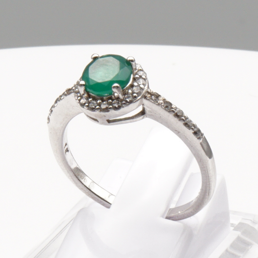 925 Silber Damen Ring mit grünem Achat - Aqeeq