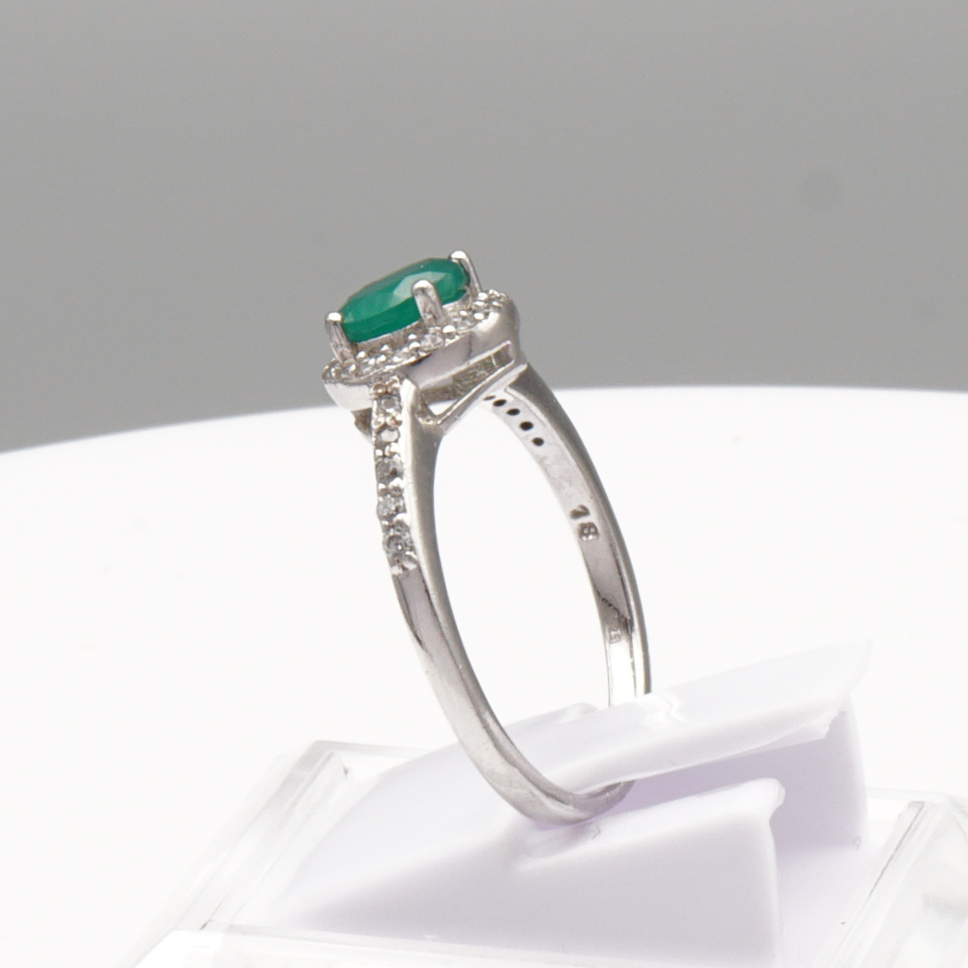 925 Silber Damen Ring mit grünem Achat - Aqeeq