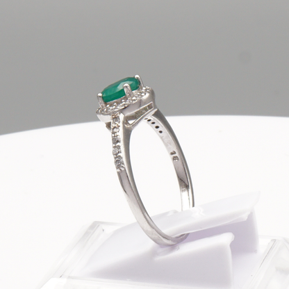 925 Silber Damen Ring mit grünem Achat - Aqeeq