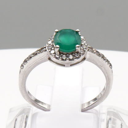 925 Silber Damen Ring mit grünem Achat - Aqeeq