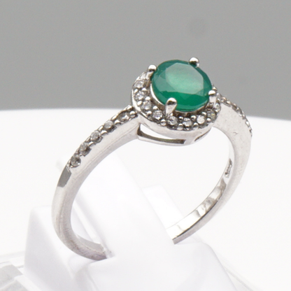 925 Silber Damen Ring mit grünem Achat - Aqeeq