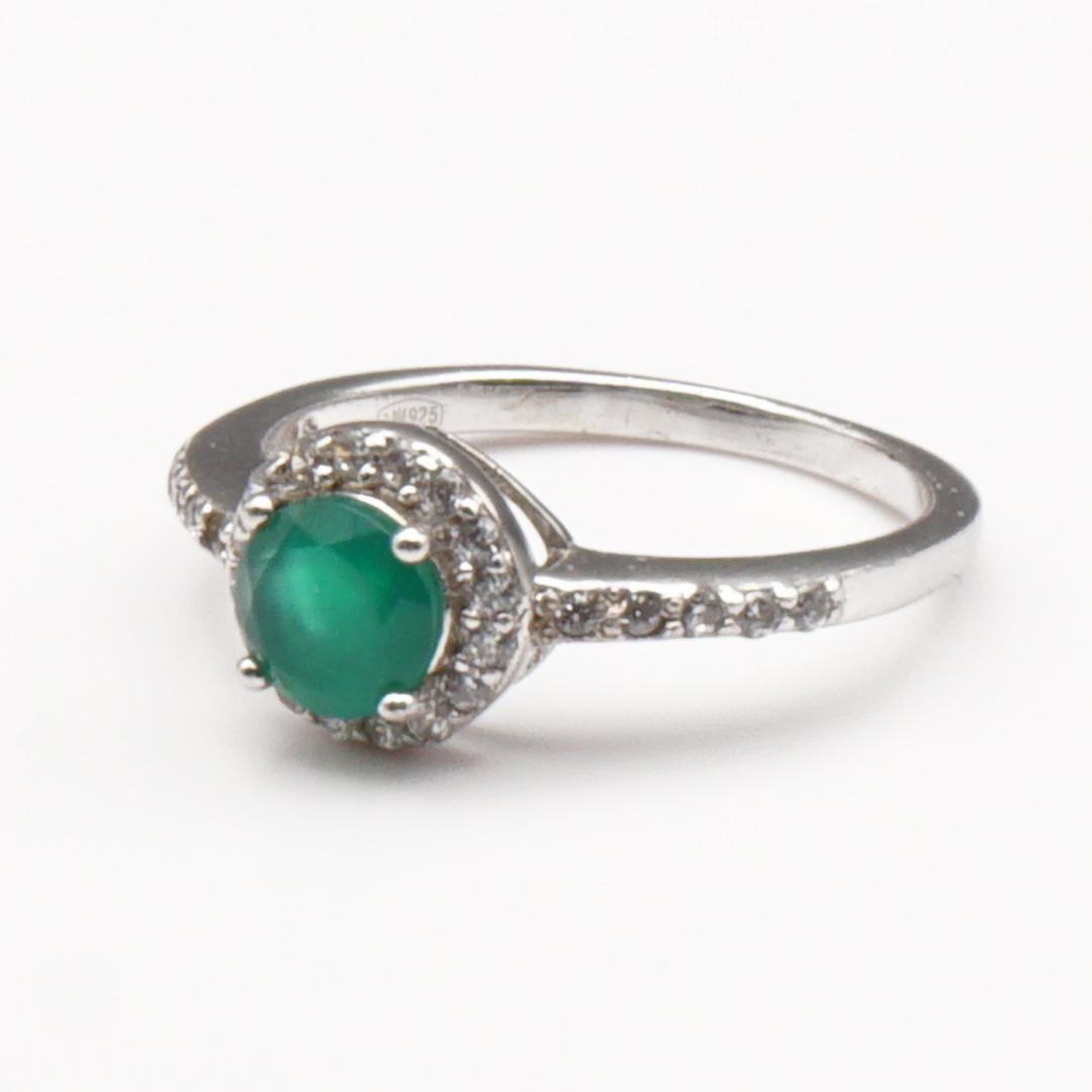 925 Silber Damen Ring mit grünem Achat - Aqeeq
