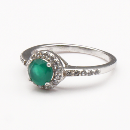 925 Silber Damen Ring mit grünem Achat - Aqeeq