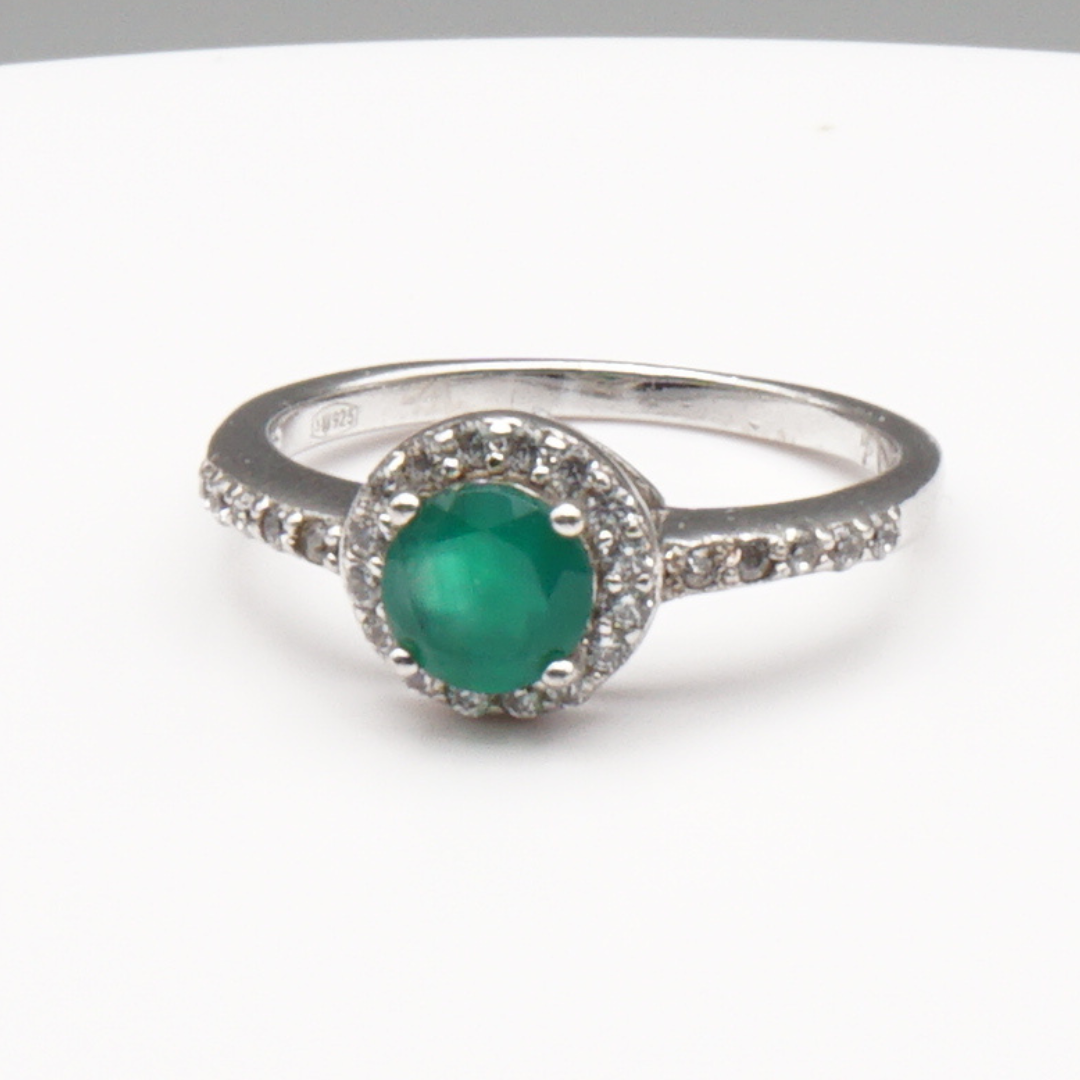925 Silber Damen Ring mit grünem Achat - Aqeeq