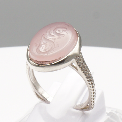 925 Silber Damen Ring mit Jemen Achat - Aqeeq Yamani Gravur: Ali