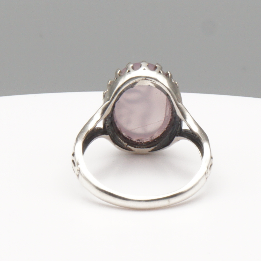 925 Silber Damen Ring mit Jemen Achat - Aqeeq Yamani Gravur: Ali