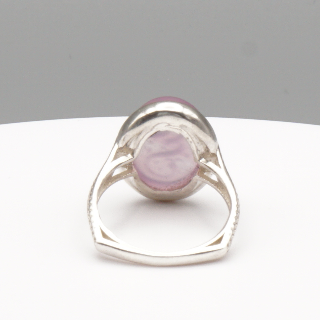 925 Silber Damen Ring mit Jemen Achat - Aqeeq Yamani Gravur: Ali