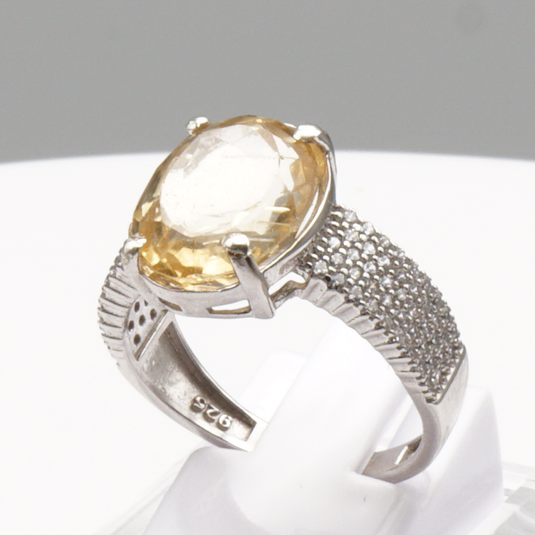 925 Silber Damen Ring mit echtem Citrin