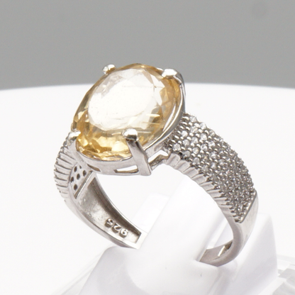 925 Silber Damen Ring mit echtem Citrin