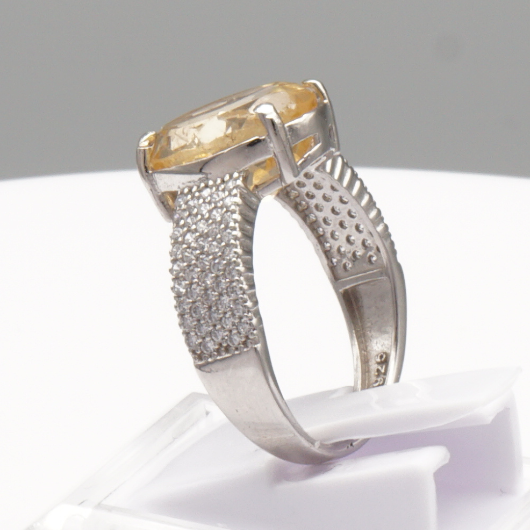 925 Silber Damen Ring mit echtem Citrin