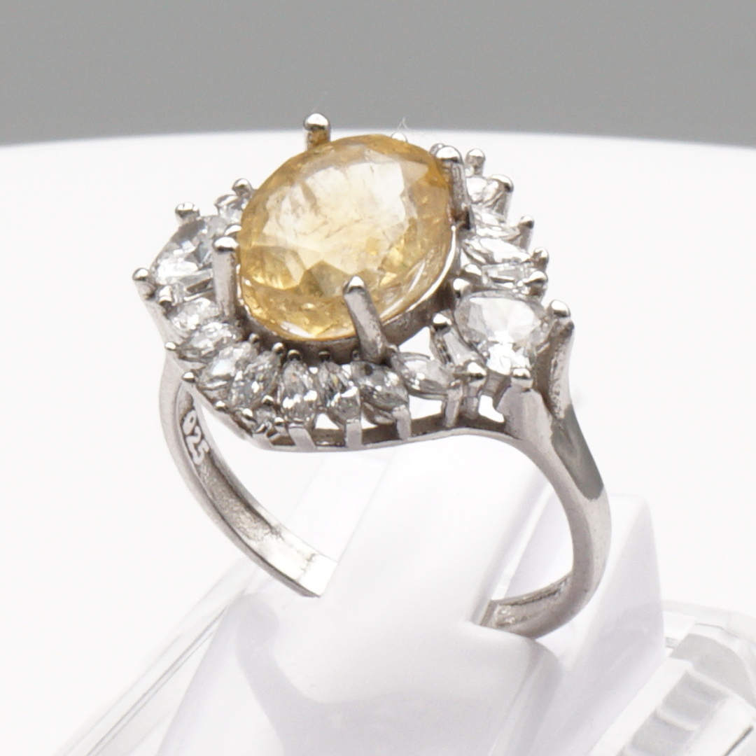 925 Silber Damen Ring mit echtem Citrin