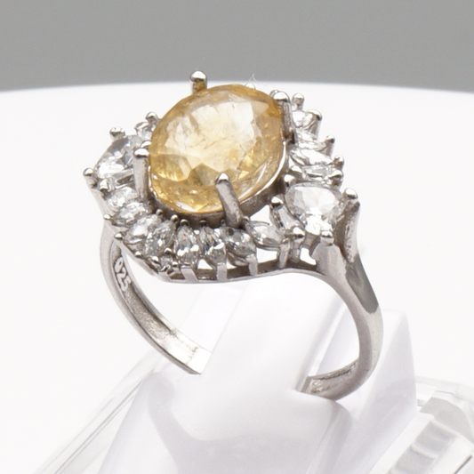 925 Silber Damen Ring mit echtem Citrin