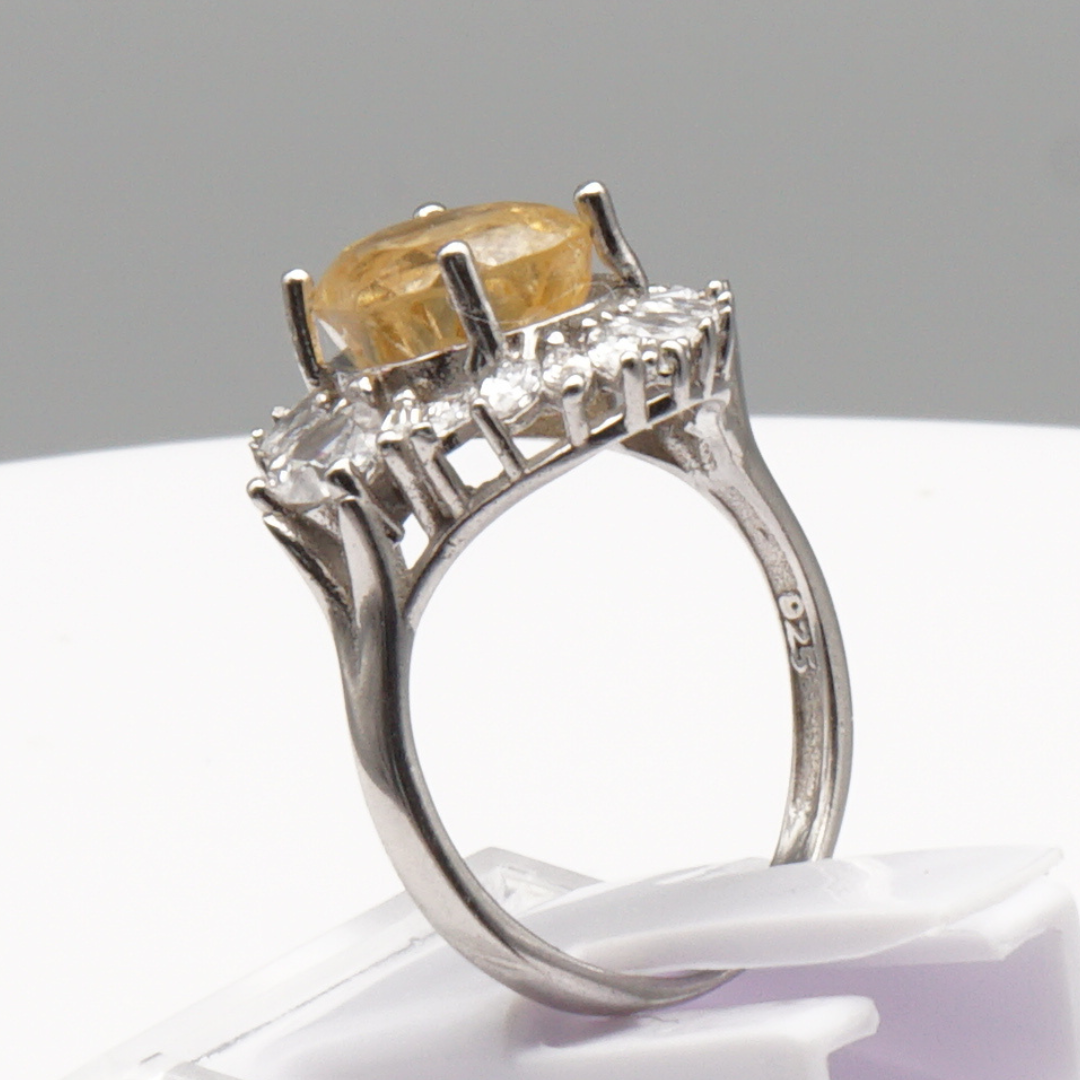 925 Silber Damen Ring mit echtem Citrin