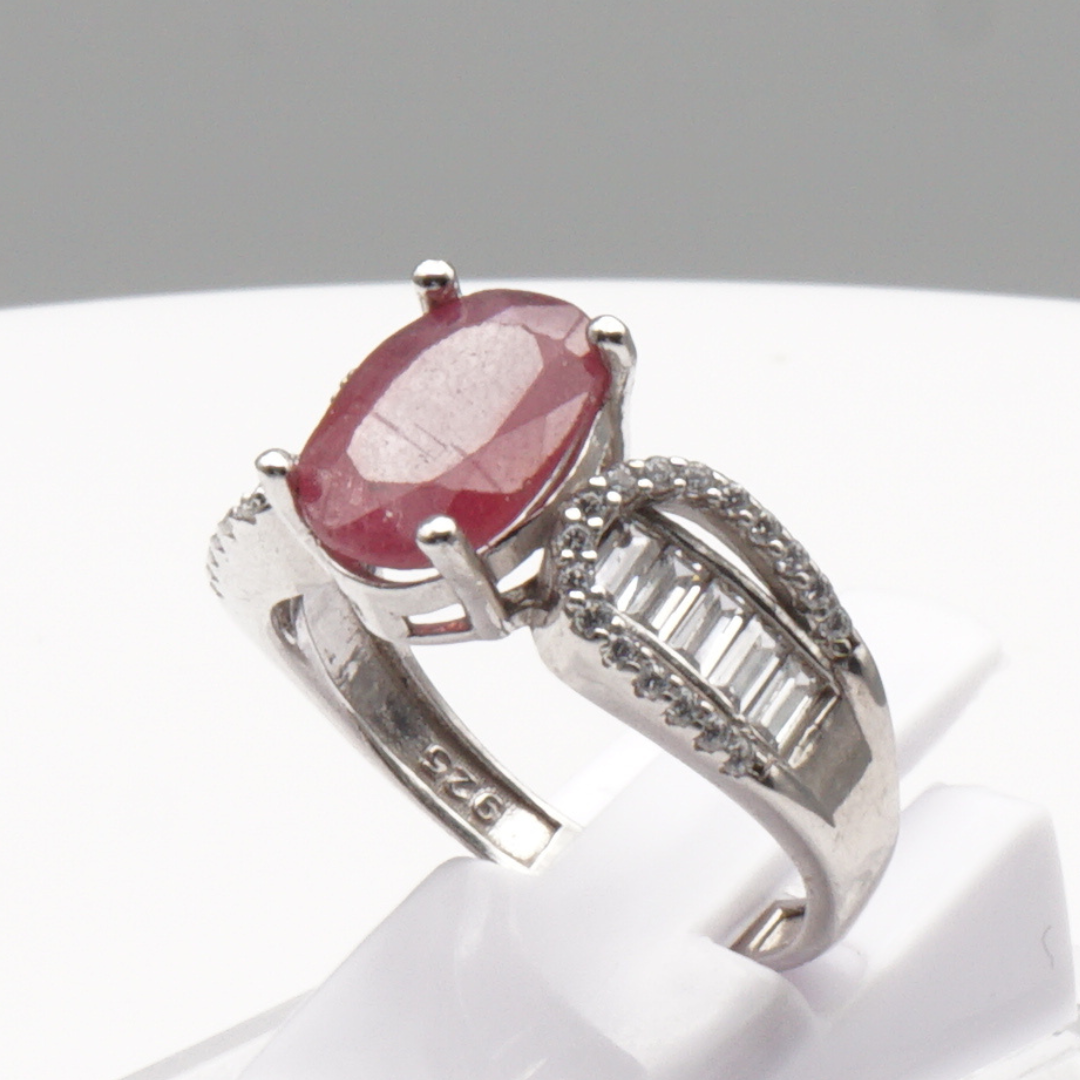 925 Silber Damen Ring mit echtem Rubin - Yaqoot